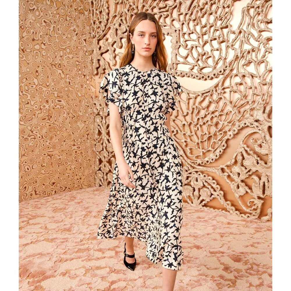 Ulla Johnson Anais Botanical Midi Dress in Moonstone